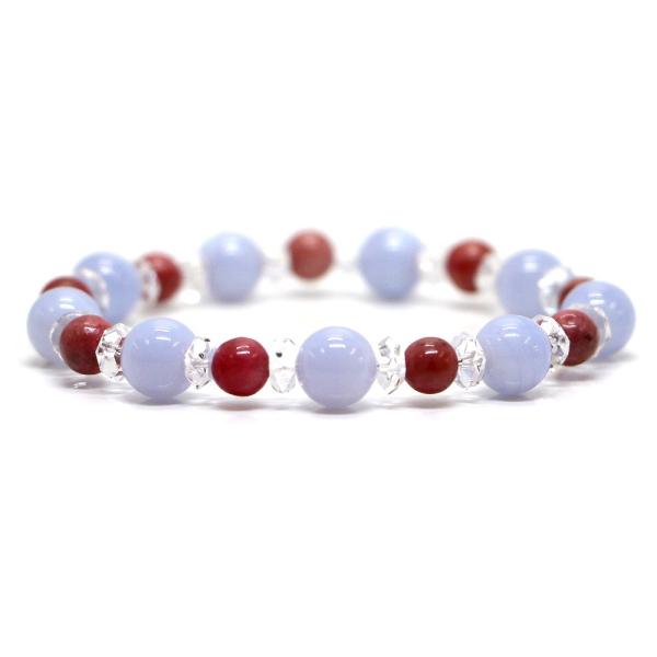 パワーストーン ブレスレット ブルーレースアゲート＆ロードナイトのコンビブレスレット 恋愛運