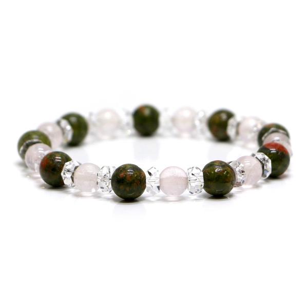 パワーストーン ブレスレット ユナカイト＆ローズクォーツのコンビブレスレット 恋愛運