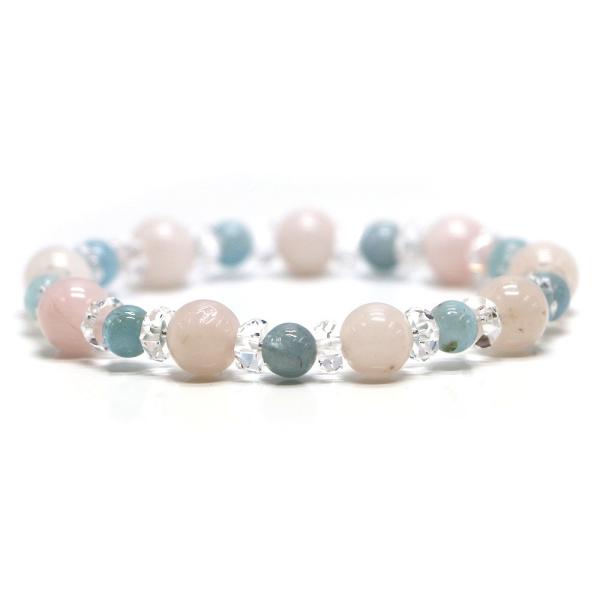 パワーストーン ブレスレット ローズクォーツ・アクアマリンのコンビブレスレット 恋愛運