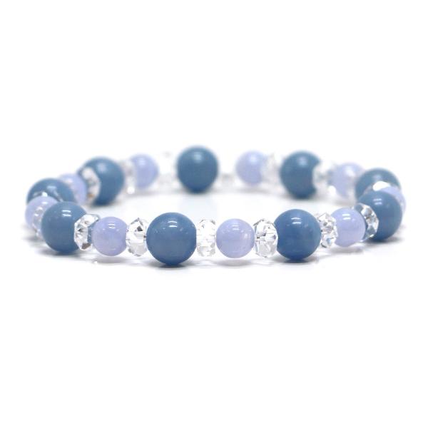 パワーストーン ブレスレット エンジェライト＆ブルーレースアゲートのコンビブレスレット 恋愛運