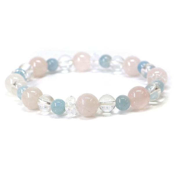 パワーストーン ブレスレット アクアマリン＆ローズクォーツのコンビブレスレット 恋愛運