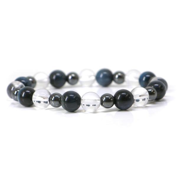 パワーストーン ブレスレット ブルータイガーアイ＆ヘマタイトのコンビブレスレット ビジネス運
