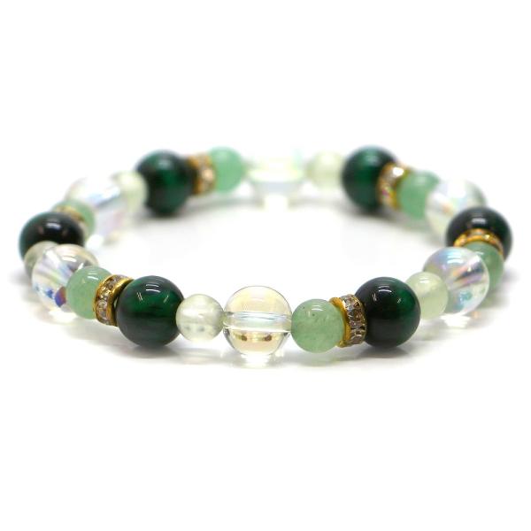 パワーストーン ブレスレット グリーンタイガーアイ＆アクアオーラのコンビブレスレット ビジネス運
