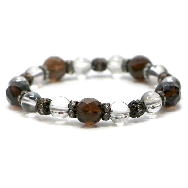 パワーストーン ブレスレット スモーキークォーツ＆シルバーオーラのコンビブレスレット ビジネス運