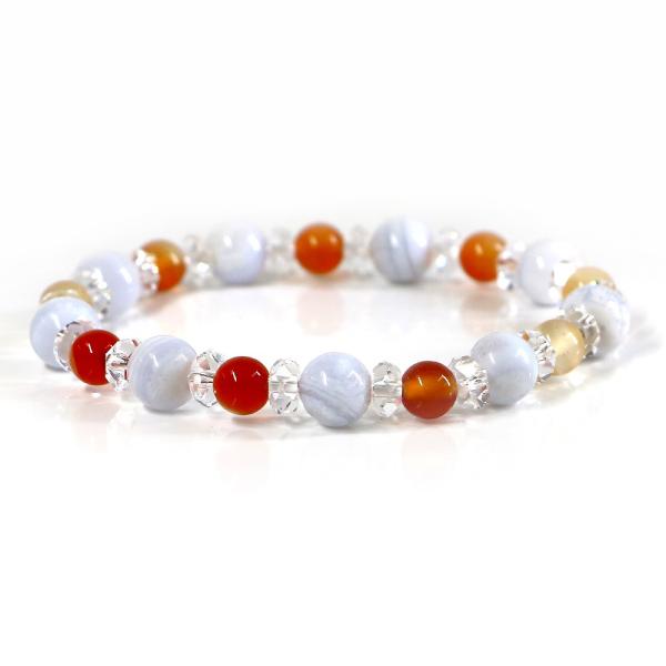パワーストーン ブレスレット ブルーレースアゲ−ト＆カーネリアンのコンビブレスレット 人間関係