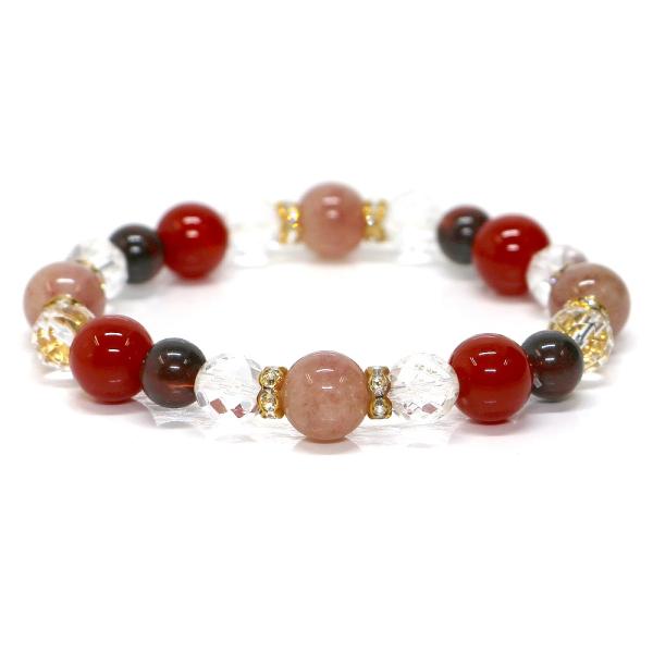 パワーストーン ブレスレット モスコバイト＆レッドアゲートのコンビブレスレット 健康運