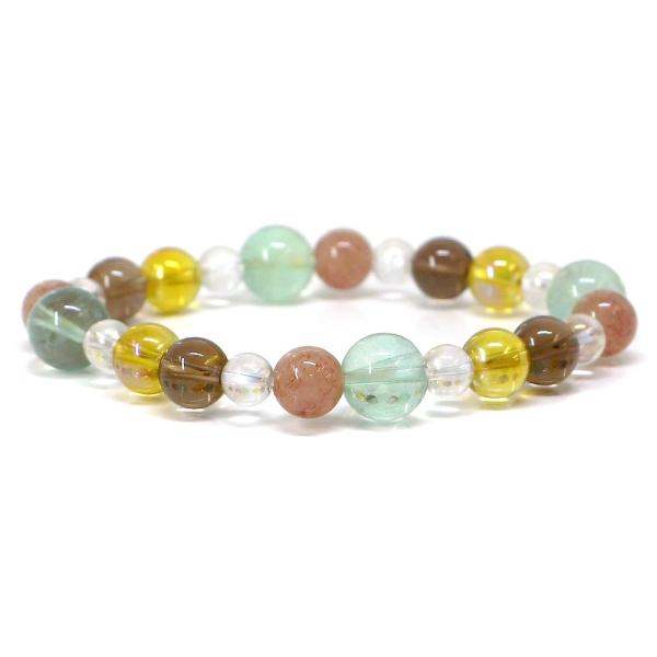 パワーストーン ブレスレット ブルーフローライト＆モスコバイトのコンビブレスレット 健康運