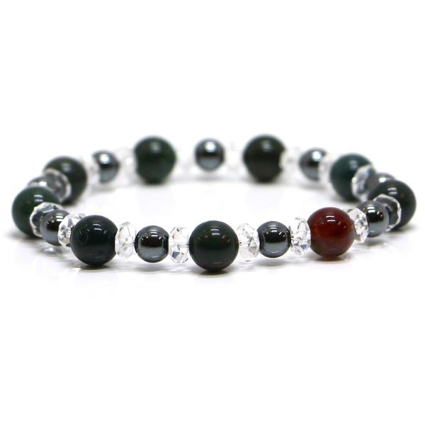 パワーストーン ブレスレット ブラッドストーン＆ヘマタイトのコンビブレスレット 健康運