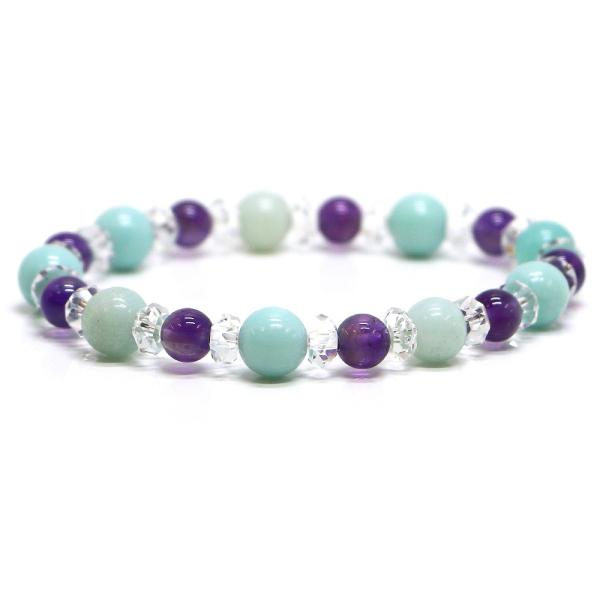 パワーストーン ブレスレット アマゾナイト＆アメジストのコンビブレスレット 健康運