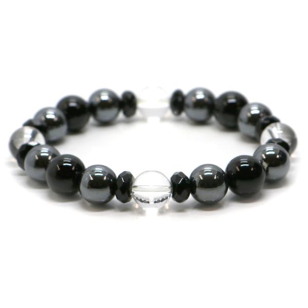 パワーストーン ブレスレット オニキス＆ヘマタイトのコンビブレスレット 健康運