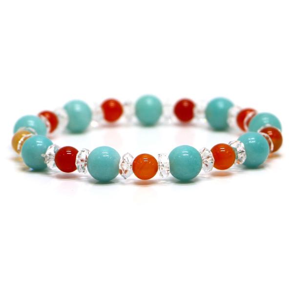 パワーストーン ブレスレット アマゾナイト＆カーネリアンのコンビブレスレット 健康運