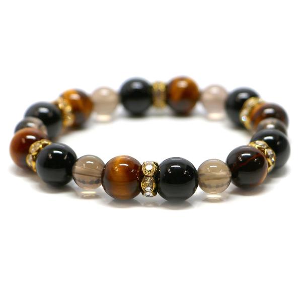 パワーストーン ブレスレット タイガーアイ＆オニキスのコンビブレスレット 金運
