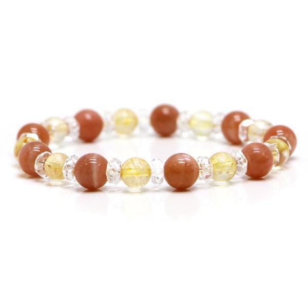 パワーストーン ブレスレット オレンジムーンストーン＆シトリンのコンビブレスレット 金運