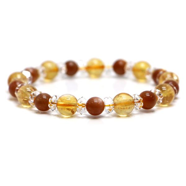 パワーストーン ブレスレット シトリン＆オレンジムーンストーンのコンビブレスレット 金運