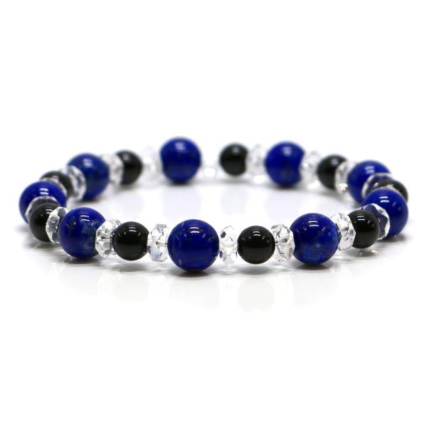 パワーストーン ブレスレット ラピスラズリ＆オニキスのコンビブレスレット 金運