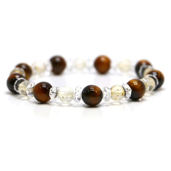 パワーストーン ブレスレット タイガーアイ＆シトリンのコンビブレスレット 金運