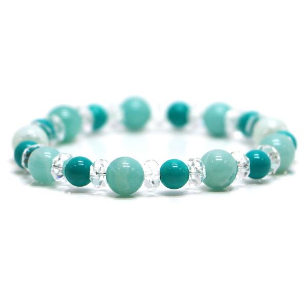 パワーストーン ブレスレット アマゾナイト＆ハウライトターコイズのコンビブレスレット 金運