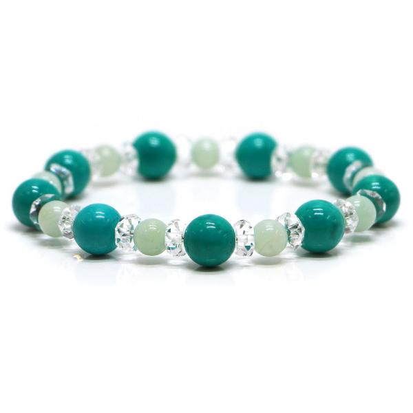 パワーストーン ブレスレット ターコイズ＆アマゾナイトのコンビブレスレット 金運