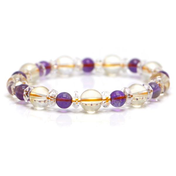 パワーストーン ブレスレット シトリン＆アメジストのコンビブレスレット 金運