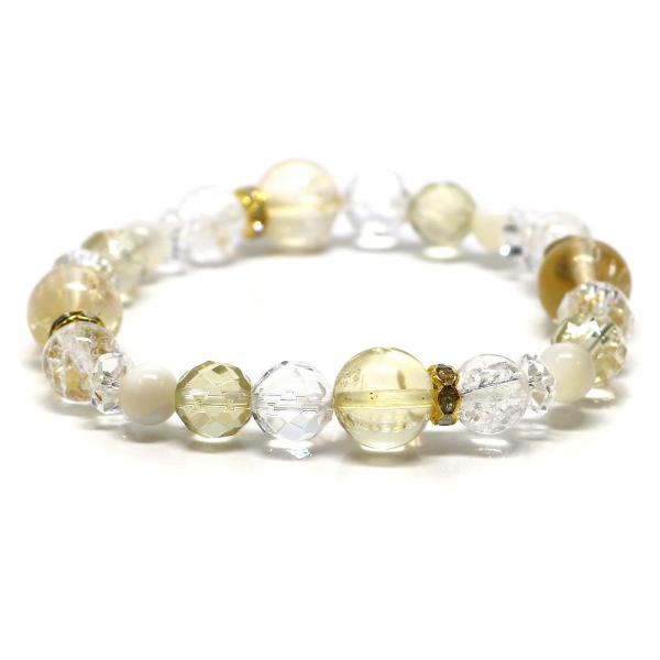 パワーストーン ブレスレット シトリン＆レモンクォーツのコンビブレスレット 金運