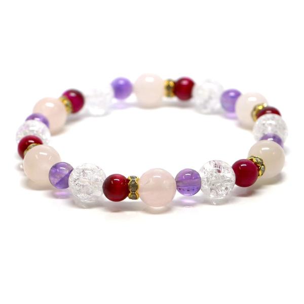 パワーストーン ブレスレット ローズクォーツ＆アメジストのコンビブレスレット 金運