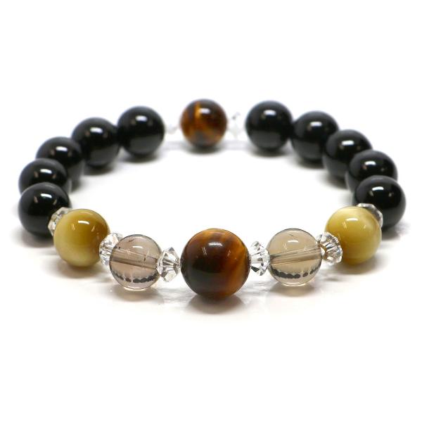 パワーストーン ブレスレット タイガーアイ＆オニキスのコンビブレスレット 金運