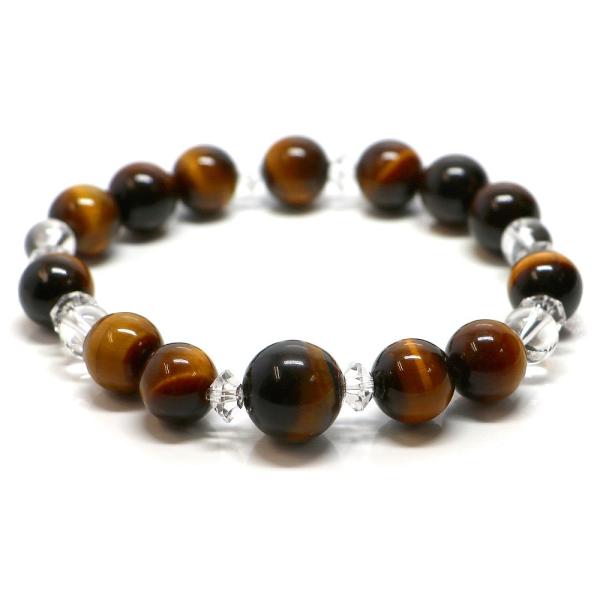 パワーストーン ブレスレット タイガーアイ＆水晶のコンビブレスレット 金運