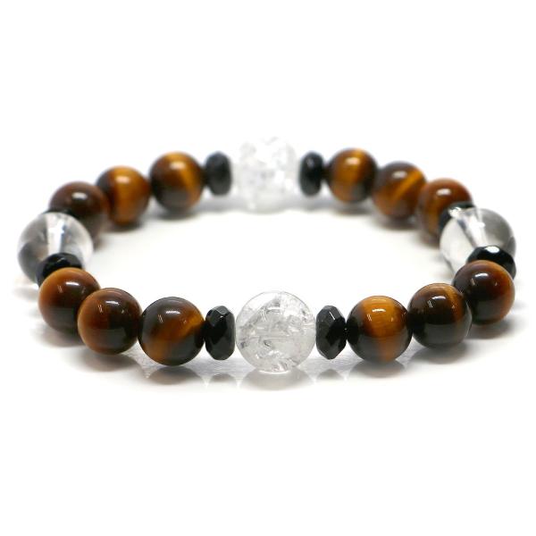 パワーストーン ブレスレット タイガーアイ＆ゴールデンオーラのコンビブレスレット 金運