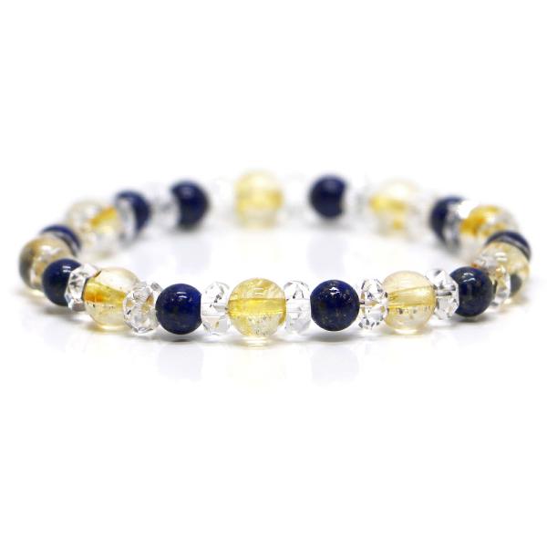 パワーストーン ブレスレット シトリン＆ラピスラズリのコンビブレスレット 金運
