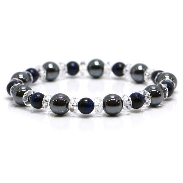 パワーストーン ブレスレット ヘマタイト＆ブルータイガーアイのコンビブレスレット 金運