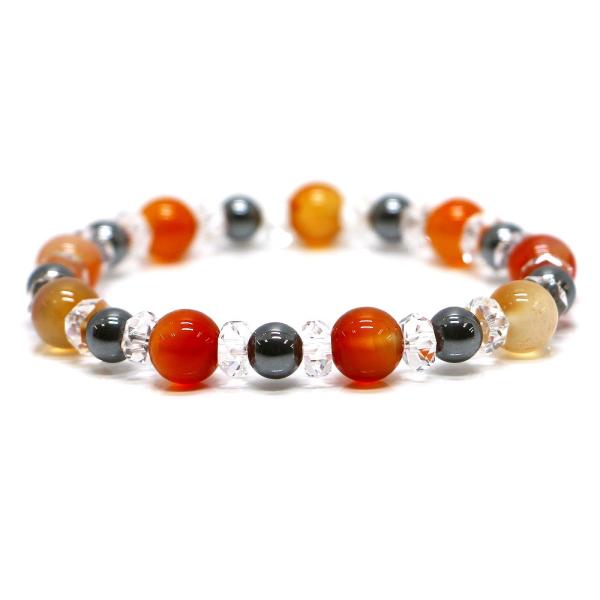 パワーストーン ブレスレット カーネリアン＆ヘマタイトのコンビブレスレット お守り