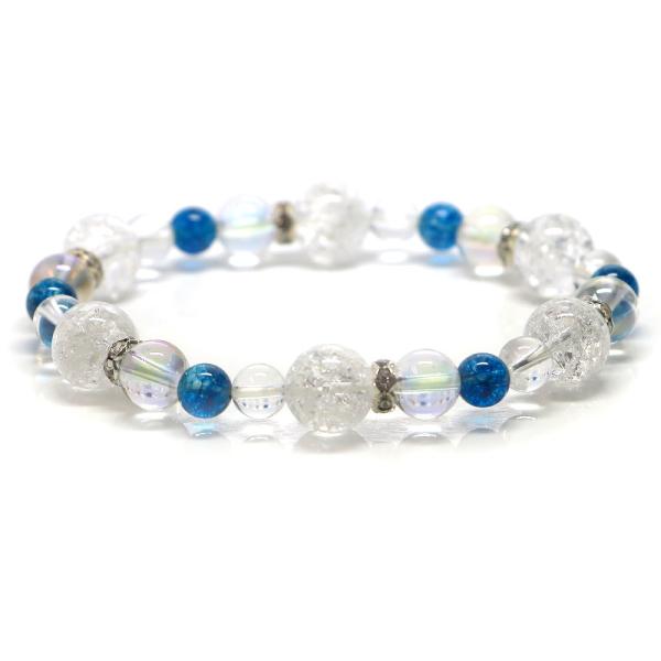 パワーストーン ブレスレット クラッシュクリスタル＆アクアオーラのコンビブレスレット お守り