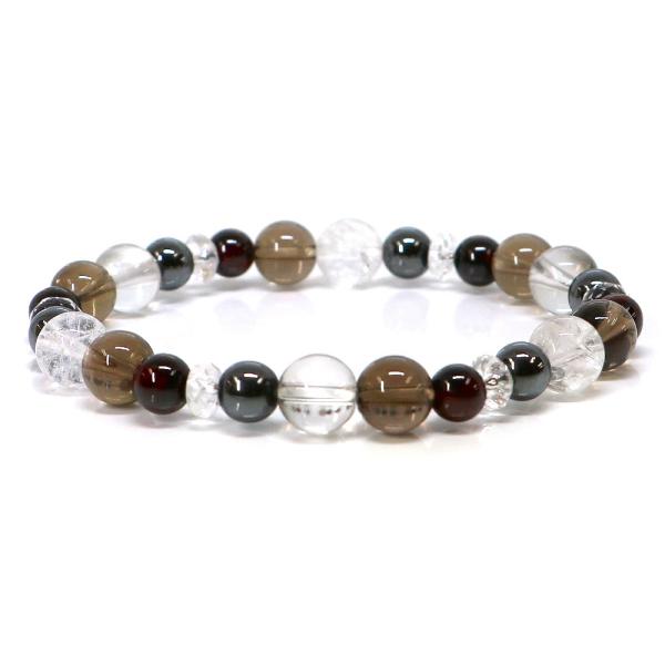 パワーストーン ブレスレット スモーキークォーツト＆シルバーオーラのコンビブレスレット お守り