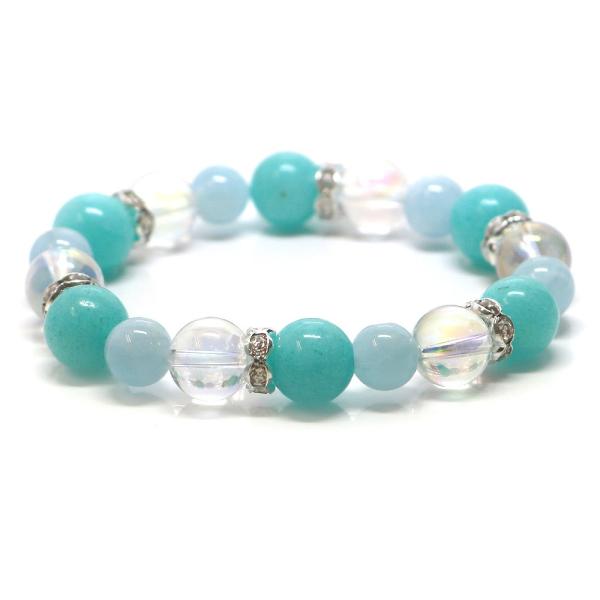 パワーストーン ブレスレット アマゾナイト＆アクアオーラのコンビブレスレット お守り