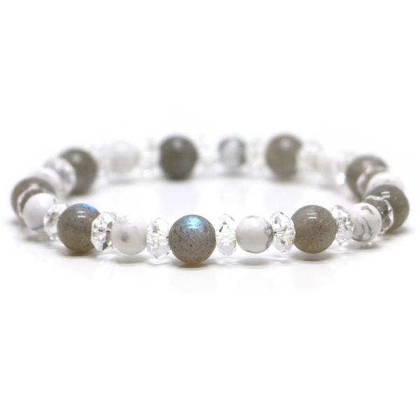 パワーストーン ブレスレット ラブラドライト＆ハウライトのコンビブレスレット お守り