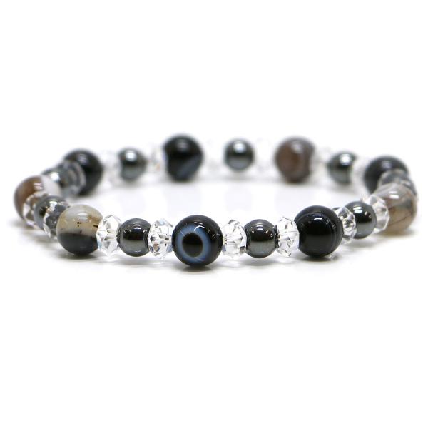 パワーストーン ブレスレット 天眼石＆ヘマタイトのコンビブレスレット お守り