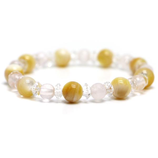 パワーストーン ブレスレット マザーオブパール＆ローズクォーツのコンビブレスレット お守り