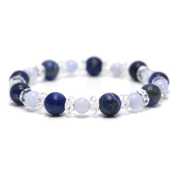 パワーストーン ブレスレット ソーダライト＆ブルーレースアゲートのコンビブレスレット お守り