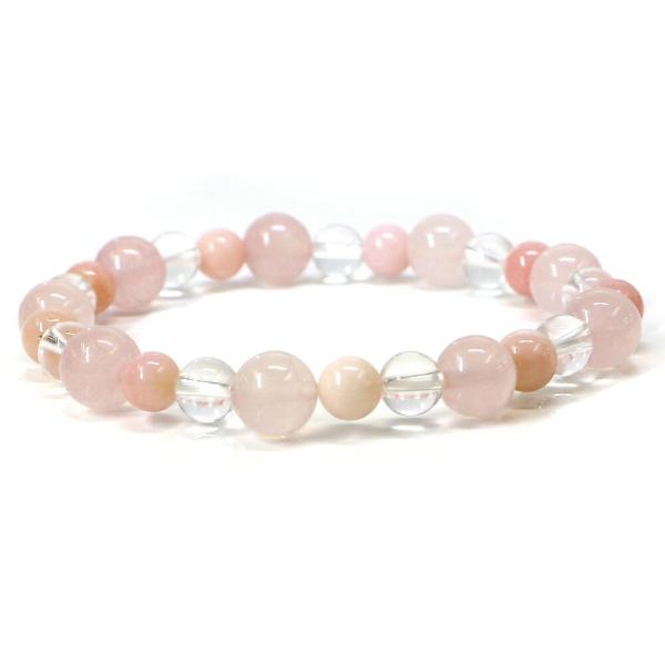 パワーストーン ブレスレット ローズクォーツ＆ピンクオパールのコンビブレスレット お守り