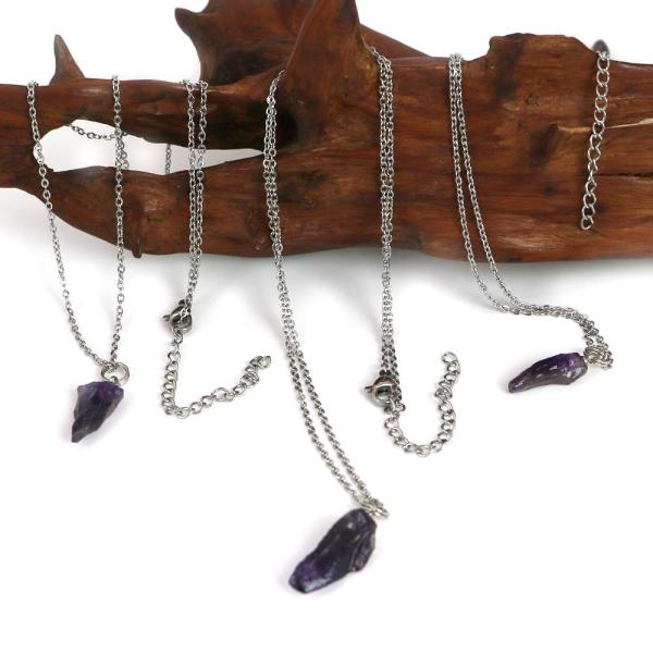 天然石 アメジスト ナチュラルポイント ペンダント ネックレス ルース