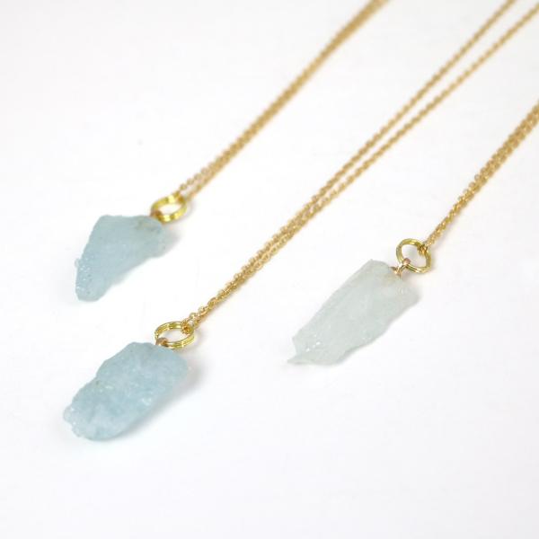 天然石 アクアマリン ナチュラルポイント ペンダント ネックレス ルース