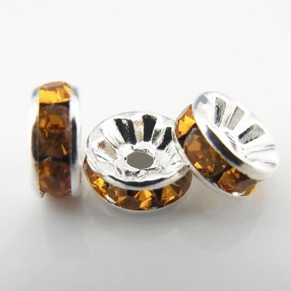 ロンデル/平型/シルバー×オレンジ アクセサリーパーツ