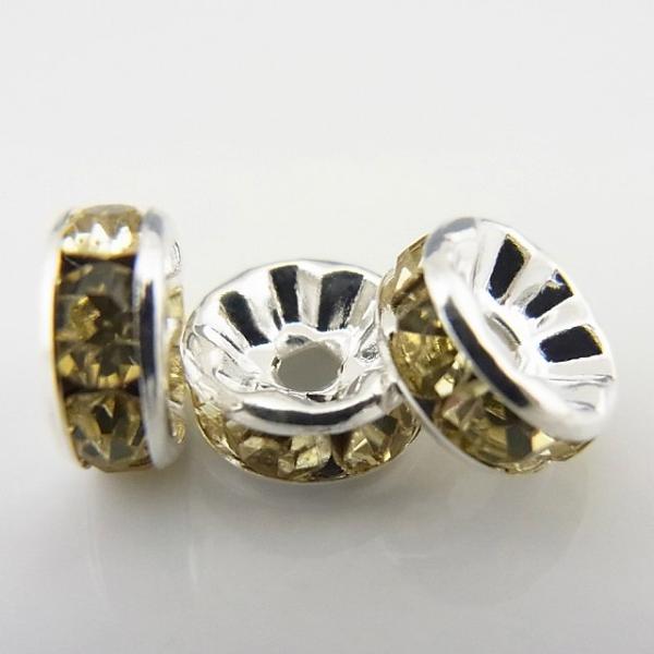 ロンデル/平型/シルバー×ライム アクセサリーパーツ