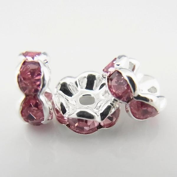 ロンデル/波型/シルバー×ピンク アクセサリーパーツ