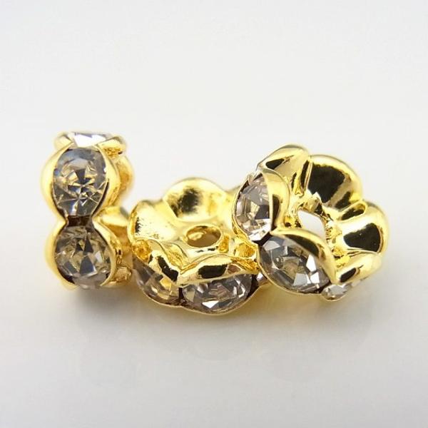 ロンデル/波型/ゴールド×クリア アクセサリーパーツ