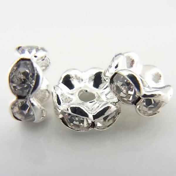 ロンデル/波型/シルバー×クリア アクセサリーパーツ