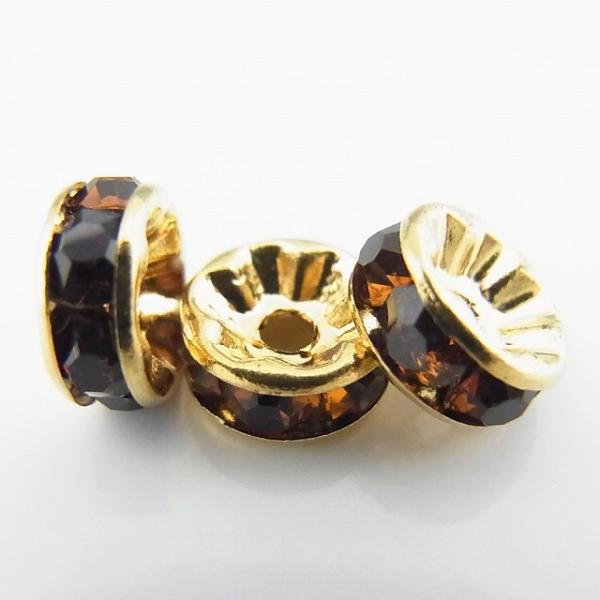 ロンデル/平型/ゴールド×ブラウン アクセサリーパーツ