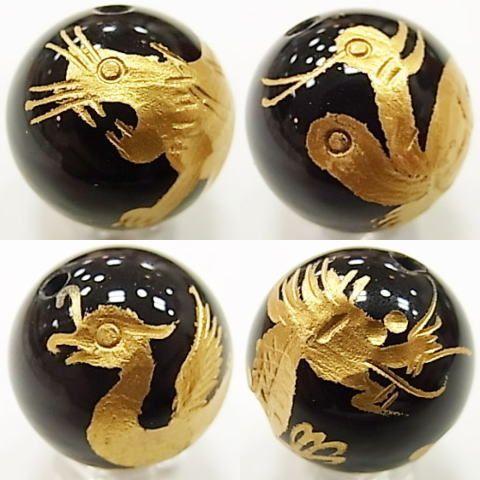 パワーストーン 天然石 ビーズ 四神 オニキス 金塗り 16ｍｍ 風水 青龍 白虎 朱雀 玄武
