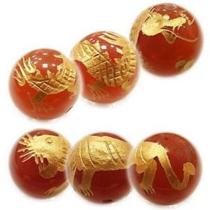 パワーストーン 天然石 ビーズ 四神 レッドア...の詳細画像1