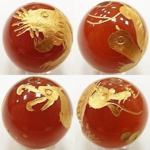 パワーストーン 天然石 ビーズ 四神 レッドアゲート 金塗り 16ｍｍ 風水 青龍 白虎 朱雀 玄武｜gembazaar